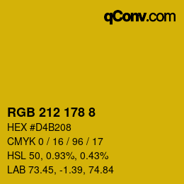 颜色代码: RGB 212 178 8 | qconv.com