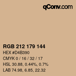 カラーコード: RGB 212 179 144 | qconv.com