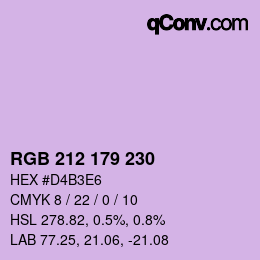 Código de color: RGB 212 179 230 | qconv.com