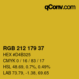 Color code: RGB 212 179 37 | qconv.com