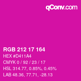 カラーコード: RGB 212 17 164 | qconv.com