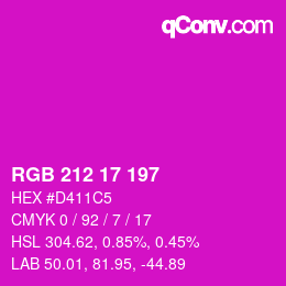 カラーコード: RGB 212 17 197 | qconv.com