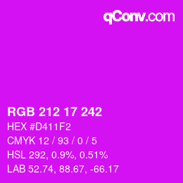 Color code: RGB 212 17 242 | qconv.com