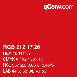 Color code: RGB 212 17 26 | qconv.com