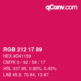 颜色代码: RGB 212 17 89 | qconv.com