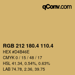 カラーコード: RGB 212 180.4 110.4 | qconv.com
