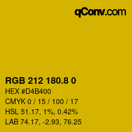 カラーコード: RGB 212 180.8 0 | qconv.com