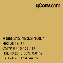 カラーコード: RGB 212 180.8 100.4 | qconv.com