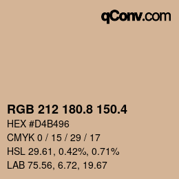 カラーコード: RGB 212 180.8 150.4 | qconv.com