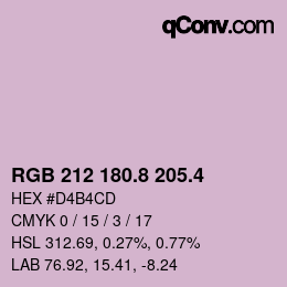 カラーコード: RGB 212 180.8 205.4 | qconv.com