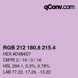 カラーコード: RGB 212 180.8 215.4 | qconv.com