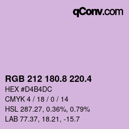 カラーコード: RGB 212 180.8 220.4 | qconv.com