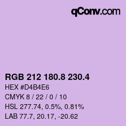 カラーコード: RGB 212 180.8 230.4 | qconv.com
