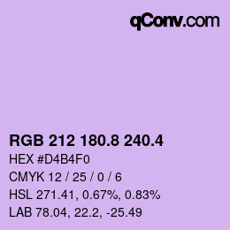カラーコード: RGB 212 180.8 240.4 | qconv.com