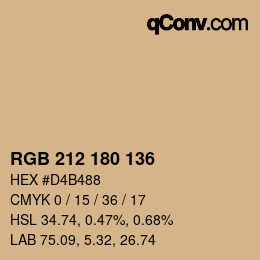 Color code: RGB 212 180 136 | qconv.com