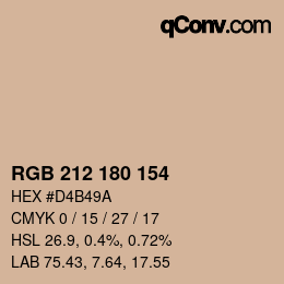 Color code: RGB 212 180 154 | qconv.com