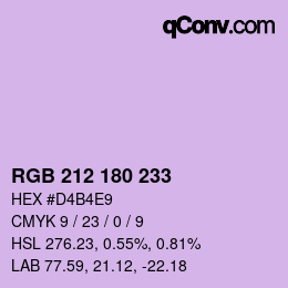 カラーコード: RGB 212 180 233 | qconv.com
