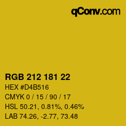颜色代码: RGB 212 181 22 | qconv.com