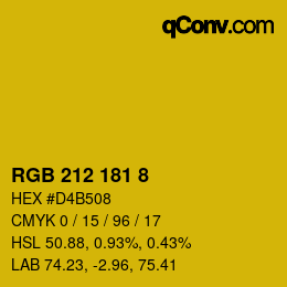 颜色代码: RGB 212 181 8 | qconv.com