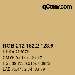 カラーコード: RGB 212 182.2 123.6 | qconv.com