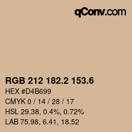 カラーコード: RGB 212 182.2 153.6 | qconv.com