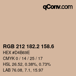 カラーコード: RGB 212 182.2 158.6 | qconv.com