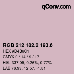 カラーコード: RGB 212 182.2 193.6 | qconv.com