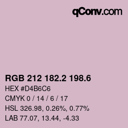 カラーコード: RGB 212 182.2 198.6 | qconv.com