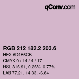 カラーコード: RGB 212 182.2 203.6 | qconv.com