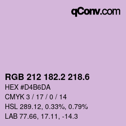 カラーコード: RGB 212 182.2 218.6 | qconv.com
