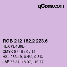 カラーコード: RGB 212 182.2 223.6 | qconv.com