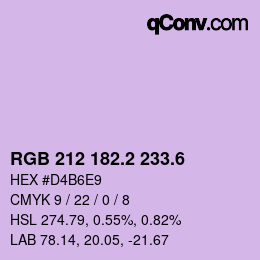 カラーコード: RGB 212 182.2 233.6 | qconv.com