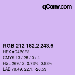 カラーコード: RGB 212 182.2 243.6 | qconv.com