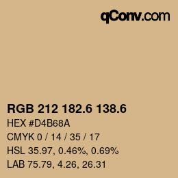 カラーコード: RGB 212 182.6 138.6 | qconv.com