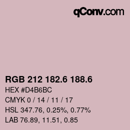 カラーコード: RGB 212 182.6 188.6 | qconv.com