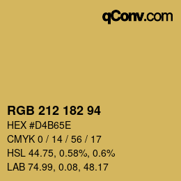 Color code: RGB 212 182 94 | qconv.com
