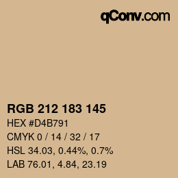 Color code: RGB 212 183 145 | qconv.com