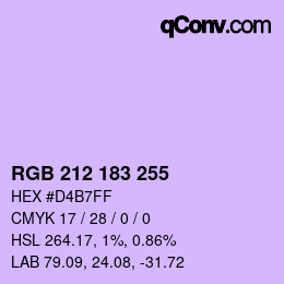Color code: RGB 212 183 255 | qconv.com