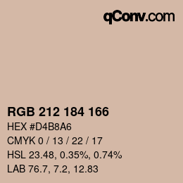 Color code: RGB 212 184 166 | qconv.com