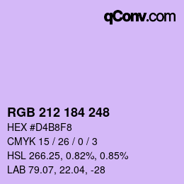 Color code: RGB 212 184 248 | qconv.com