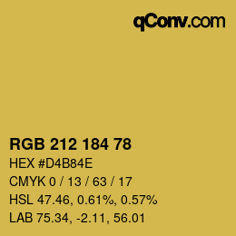 カラーコード: RGB 212 184 78 | qconv.com