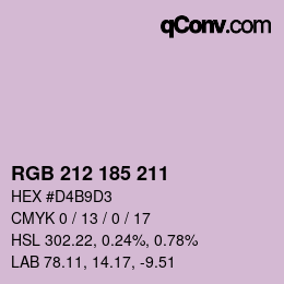 Código de color: RGB 212 185 211 | qconv.com