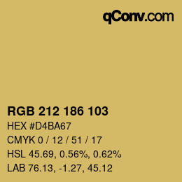 カラーコード: RGB 212 186 103 | qconv.com