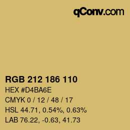 Color code: RGB 212 186 110 | qconv.com