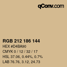 Color code: RGB 212 186 144 | qconv.com