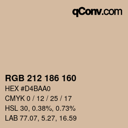 Código de color: RGB 212 186 160 | qconv.com