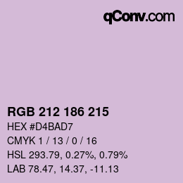 Color code: RGB 212 186 215 | qconv.com