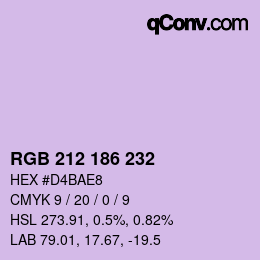 Color code: RGB 212 186 232 | qconv.com