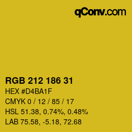 Color code: RGB 212 186 31 | qconv.com