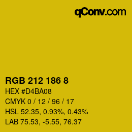Color code: RGB 212 186 8 | qconv.com